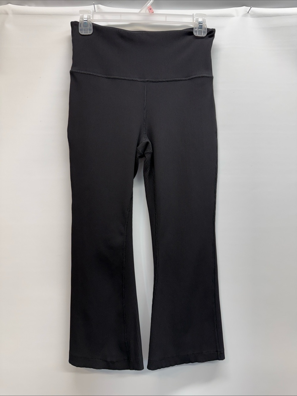 Athleta Elation Rib Crop Flare Pants Women Sz M Black Stretch Yoga Leggings